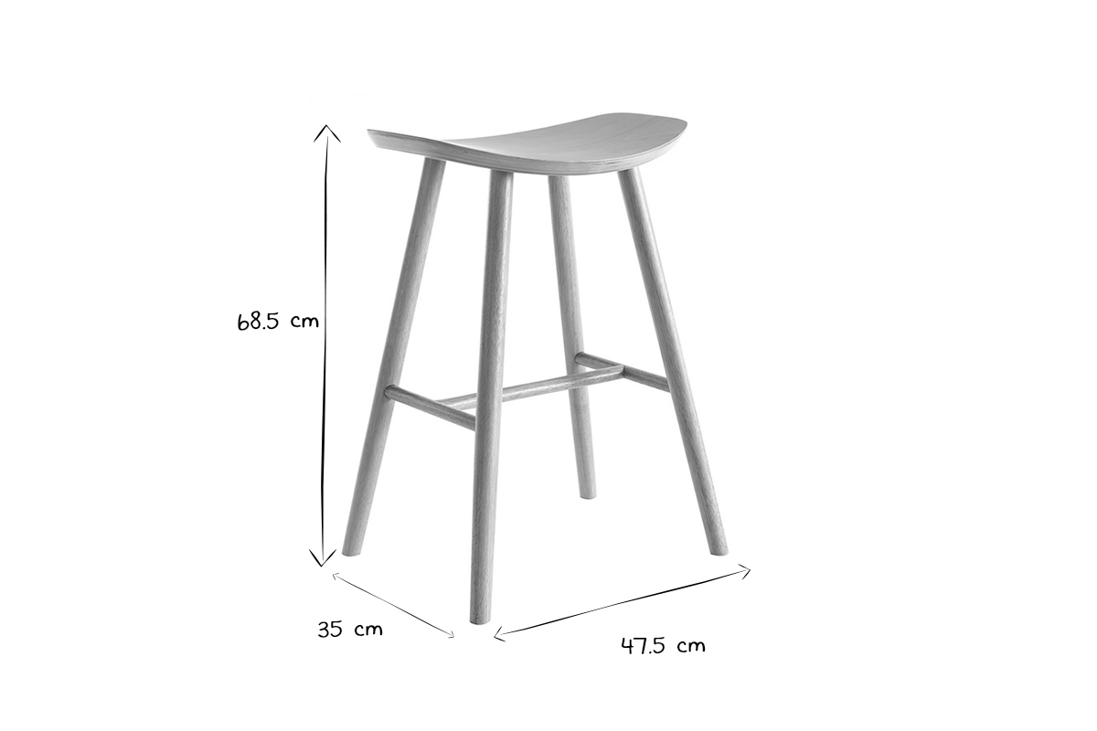 Tabourets de bar bois clair H65 cm (lot de 2) DEMORY