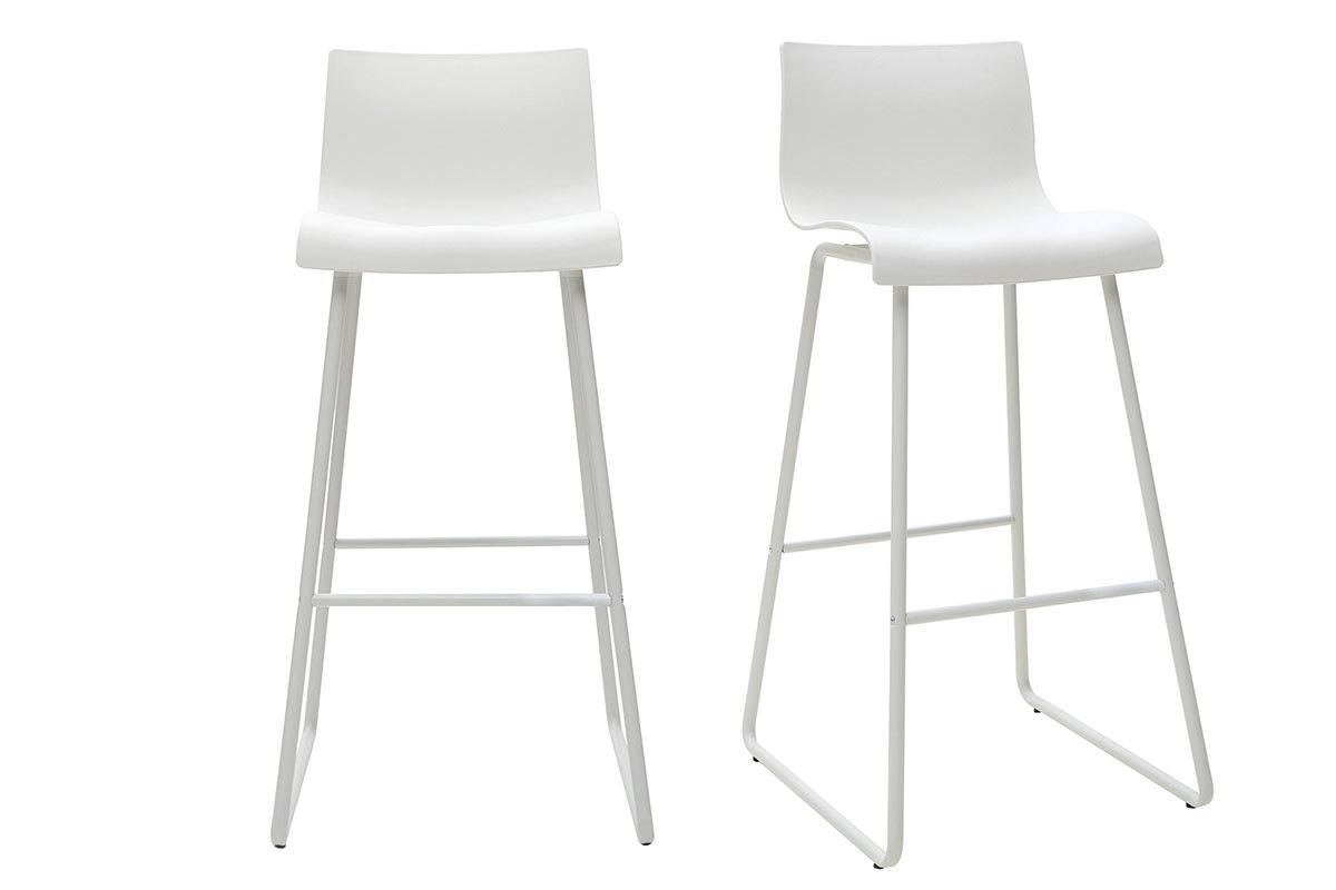 Tabourets de bar design blanc 76 cm (lot de 2) ONA