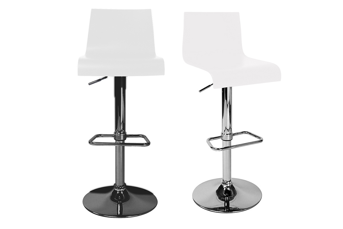 Tabourets de bar design blancs (lot de 2) NEWSURF