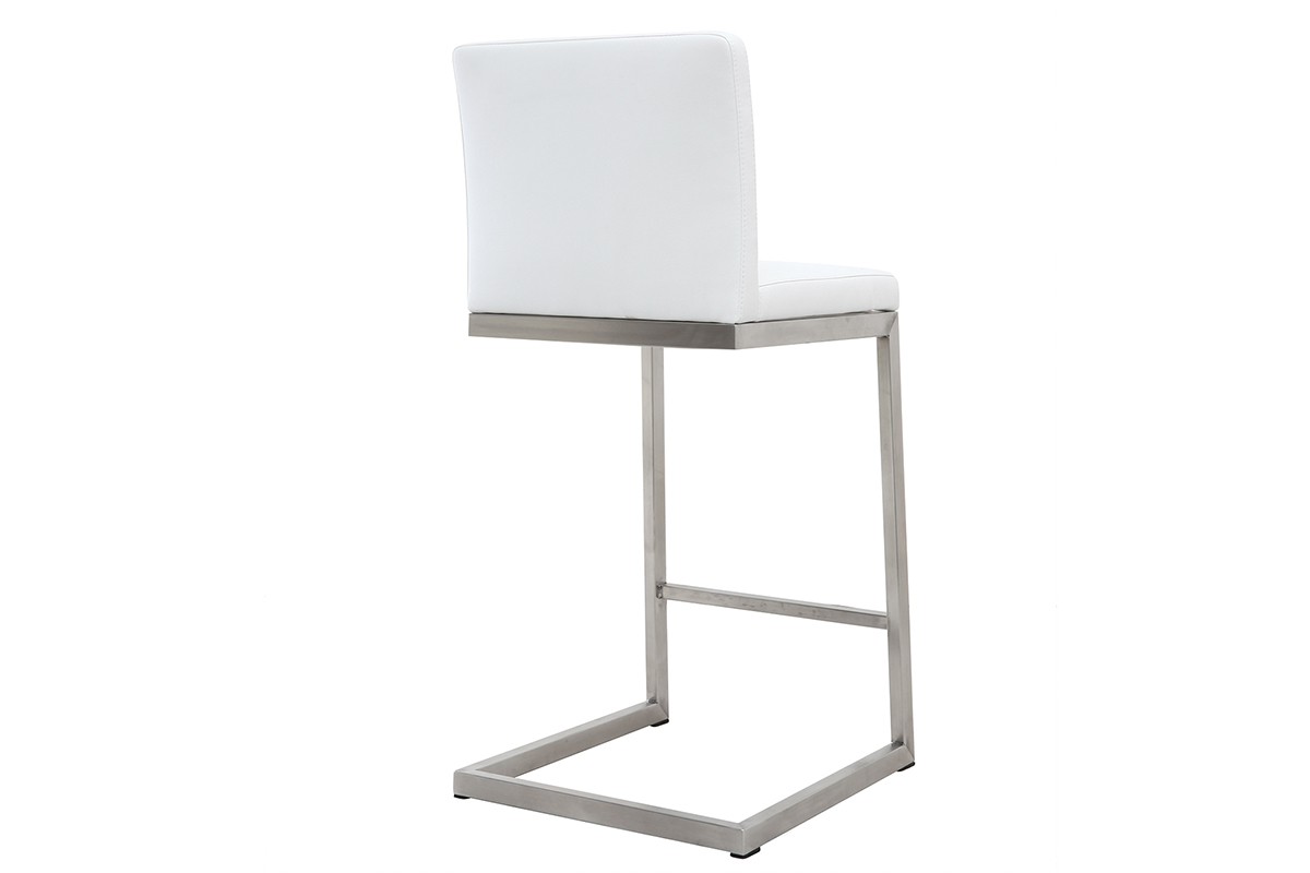 Tabourets de bar design blancs avec pieds mtal (lot de 2) STELLAR