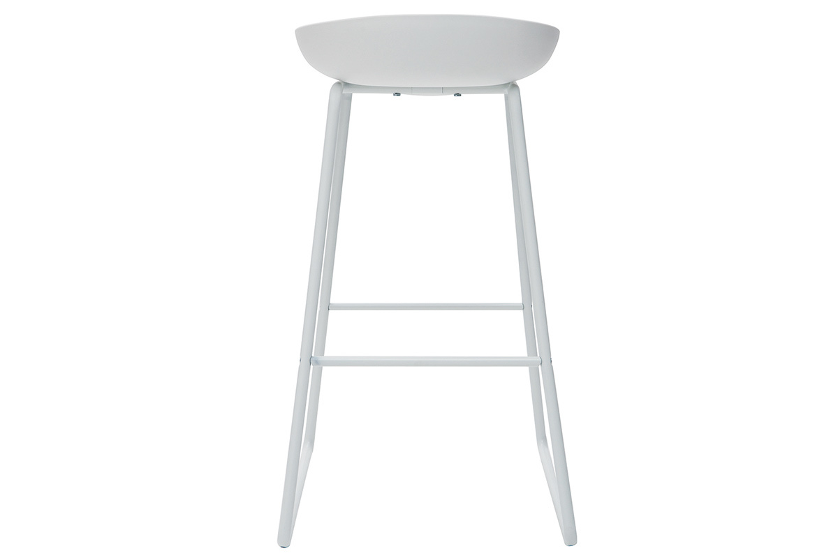 Tabourets de bar design blancs H75 cm  (lot de 2) PEBBLE