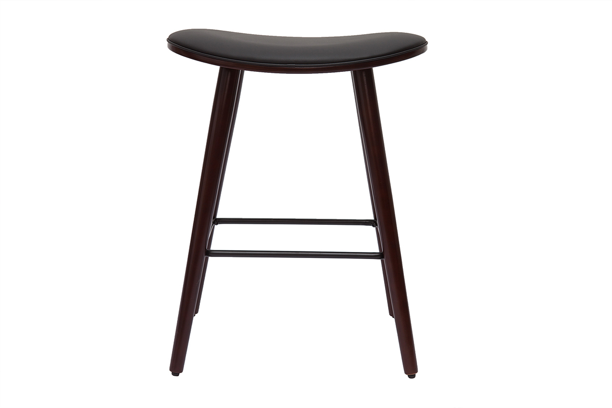 Tabourets de bar design bois fonc noyer et noir H65 cm (lot de 2) MEADOW