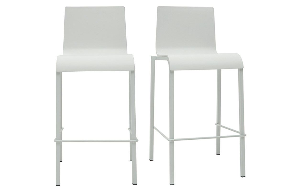 Tabourets de bar design empilables blancs H65 cm (lot de 2) KUPA