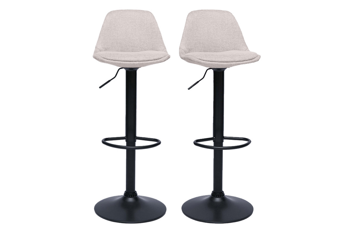 Tabourets de bar design en tissu effet velours textur beige (lot de 2) STEEVY