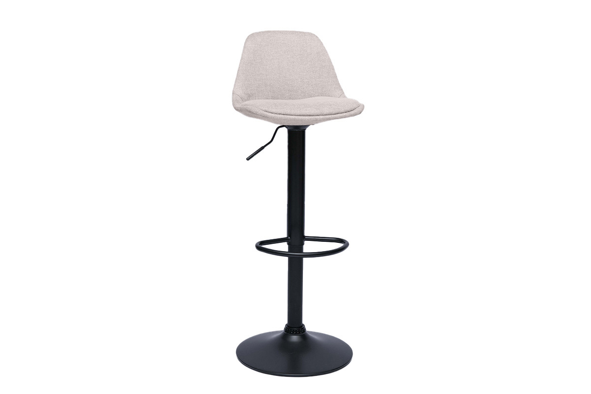 Tabourets de bar design en tissu effet velours textur beige (lot de 2) STEEVY