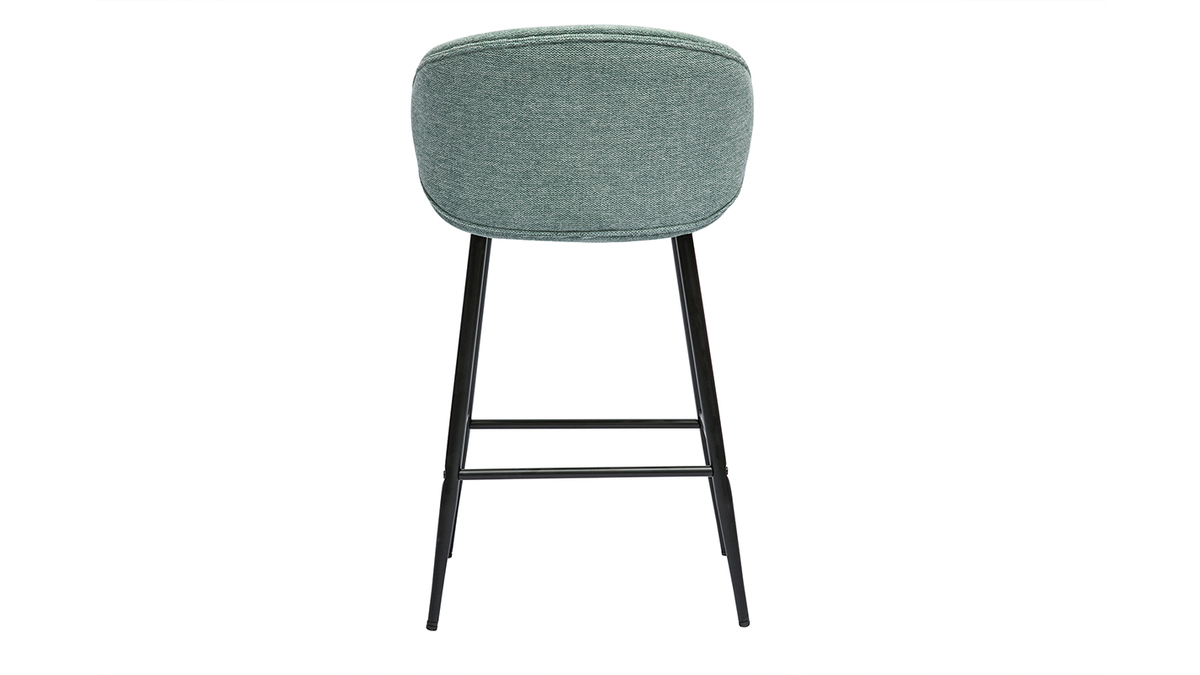 Tabourets de bar design en tissu effet velours textur cladon et mtal noir (lot de 2) ROSALIE