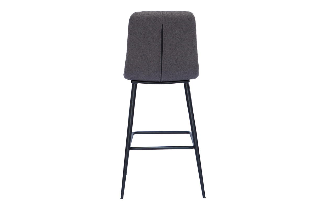 Tabourets de bar design en tissu gris et mtal H65 cm (lot de 2) ESCAPE