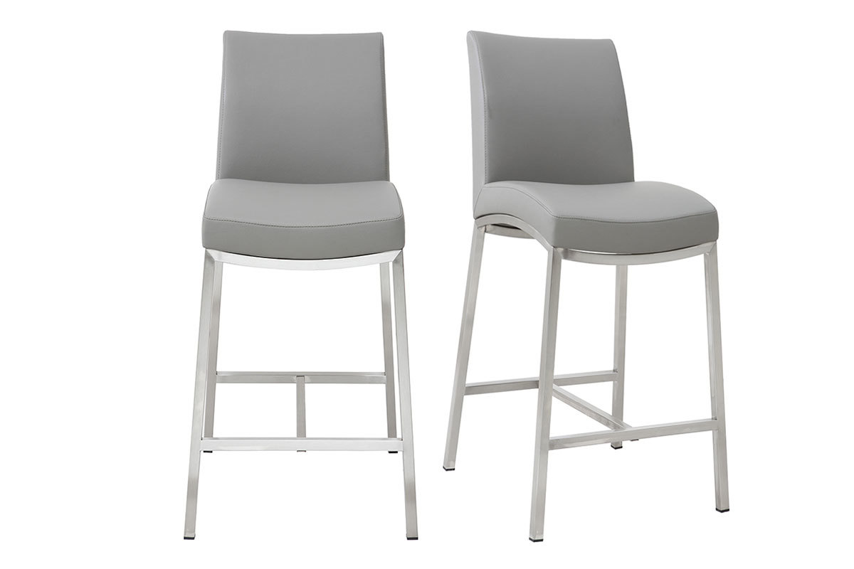 Tabourets de bar design gris clair H70 cm (lot de 2) OLLY