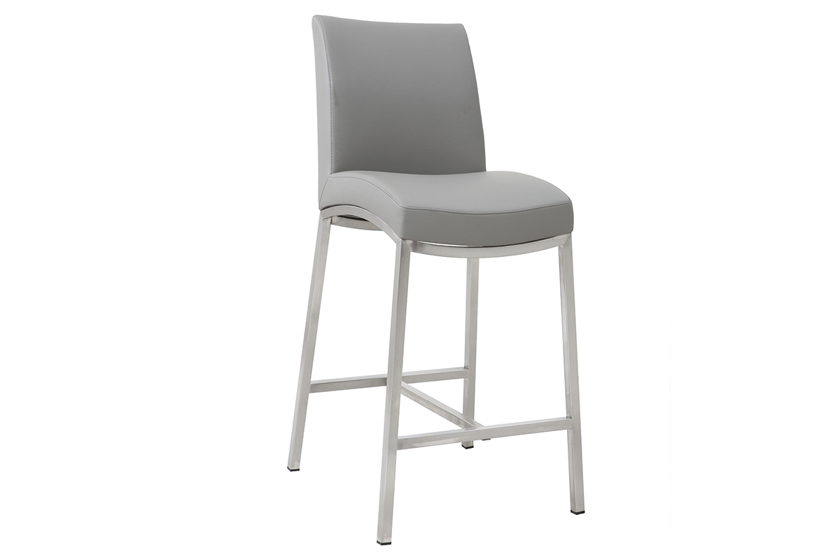 Tabourets de bar design gris clair H70 cm (lot de 2) OLLY