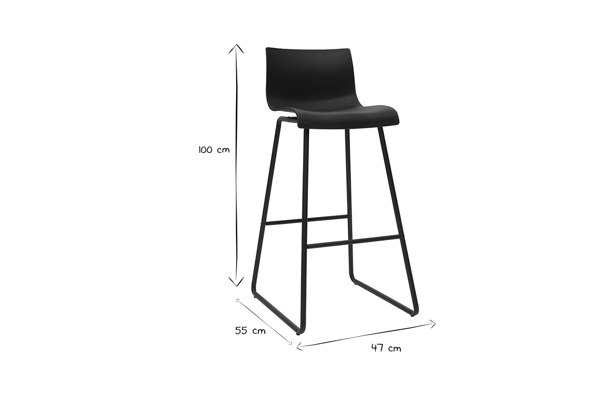 Tabourets de bar design noir 76 cm (lot de 2) ONA