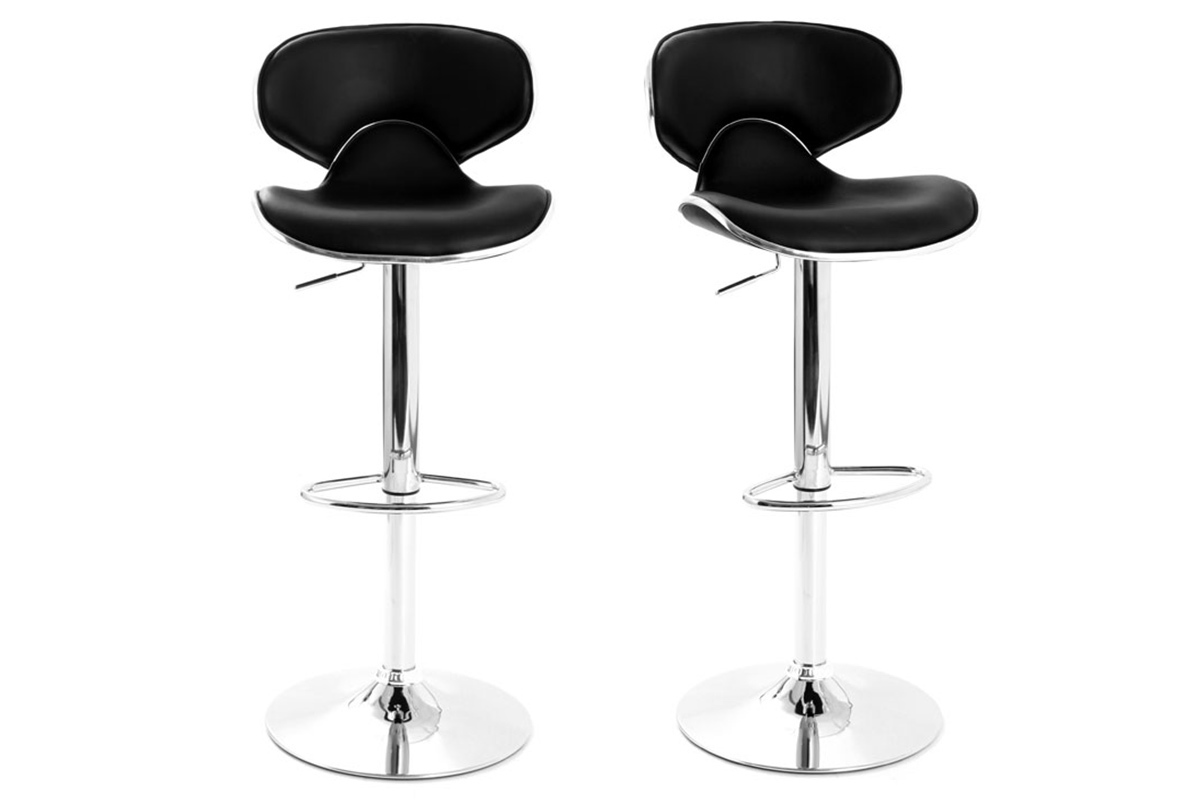 Tabourets de bar design noirs (lot de 2) PEGASE