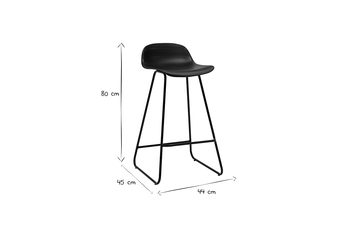 Tabourets de bar design noirs H65 cm (lot de 2) ELLA