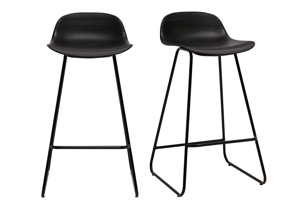 Tabourets de bar design noirs H65 cm (lot de 2) ELLA