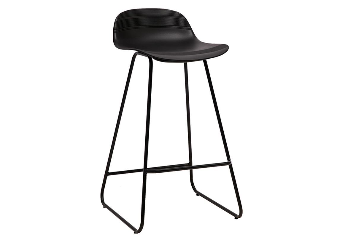 Tabourets de bar design noirs H65 cm (lot de 2) ELLA