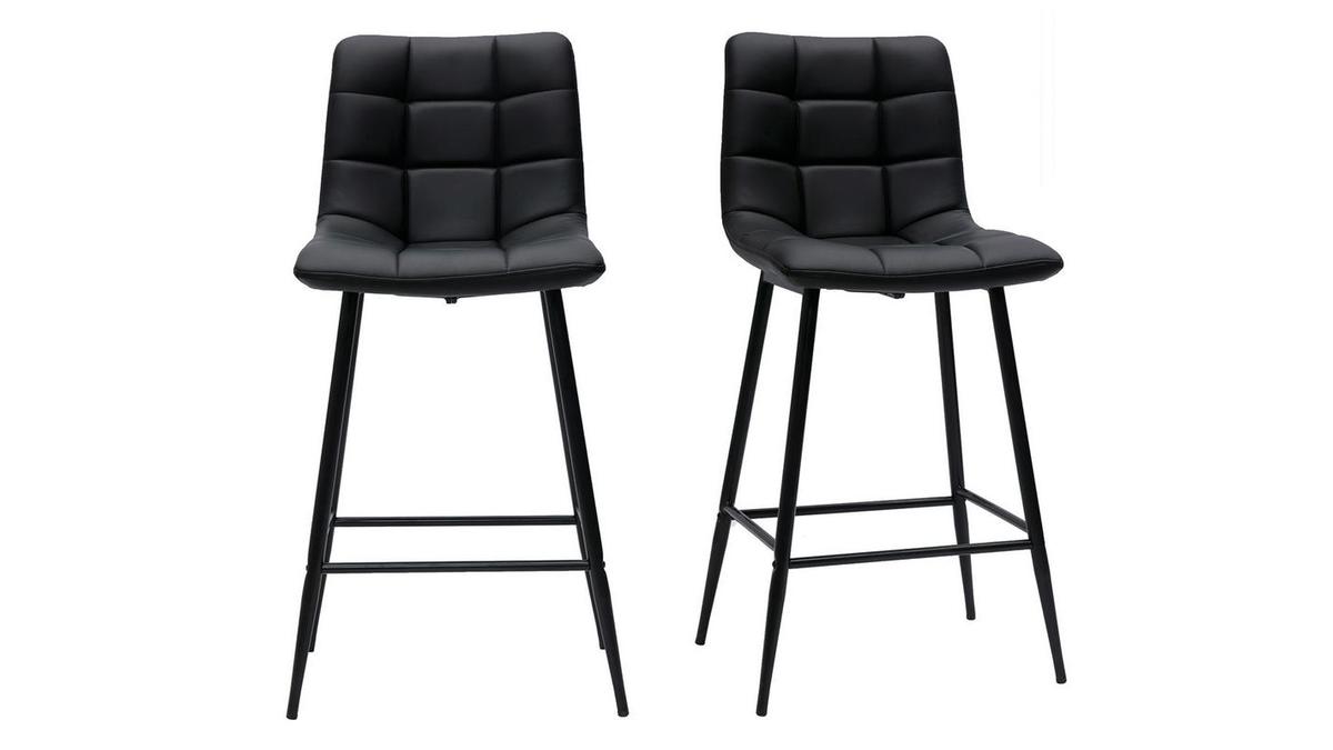 Tabourets de bar design noirs H65 cm (lot de 2) MAXWELL