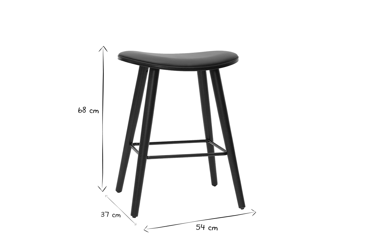 Tabourets de bar design noirs H65 cm (lot de 2) MEADOW