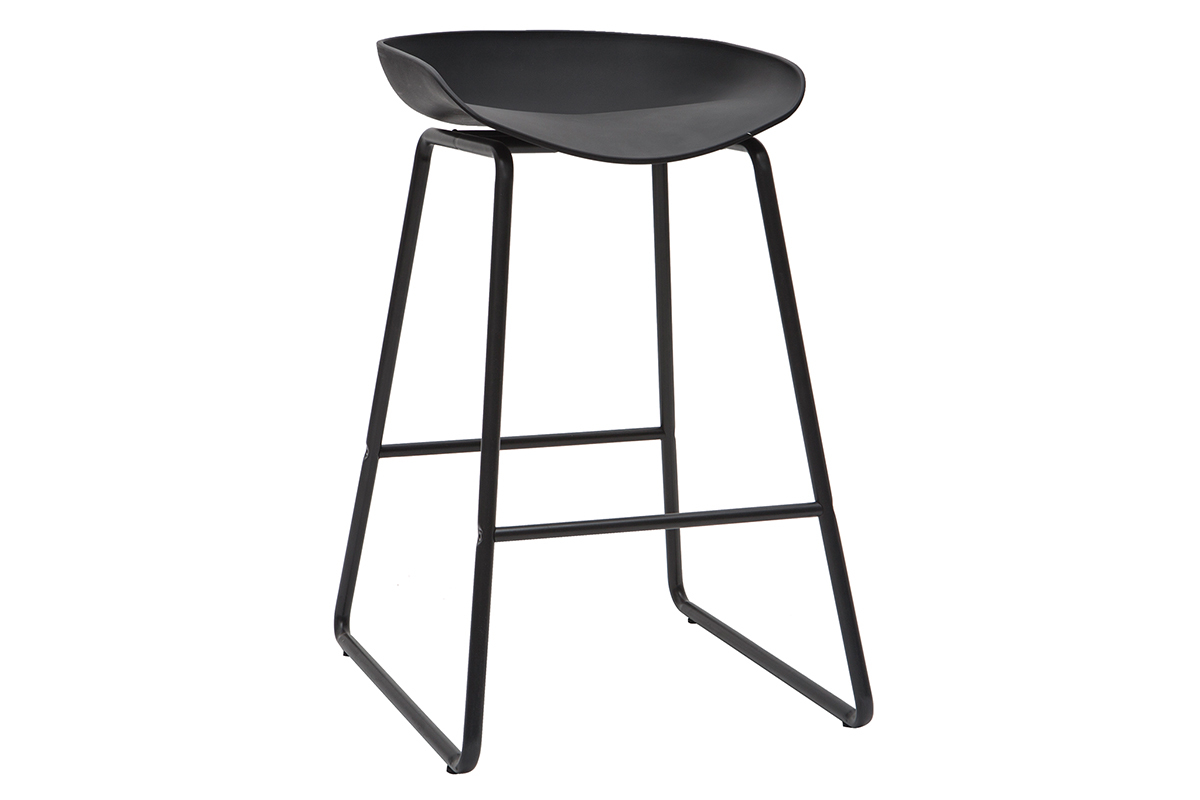 Tabourets de bar design noirs H65 cm (lot de 2) PEBBLE