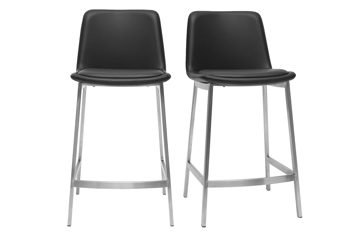 Tabourets de bar design noirs H66 cm (lot de 2) ARSENE