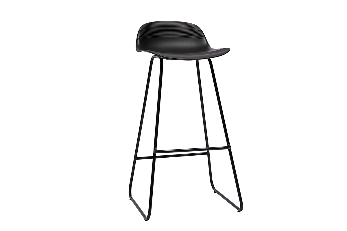 Tabourets de bar design noirs H70 cm (lot de 2) ELLA