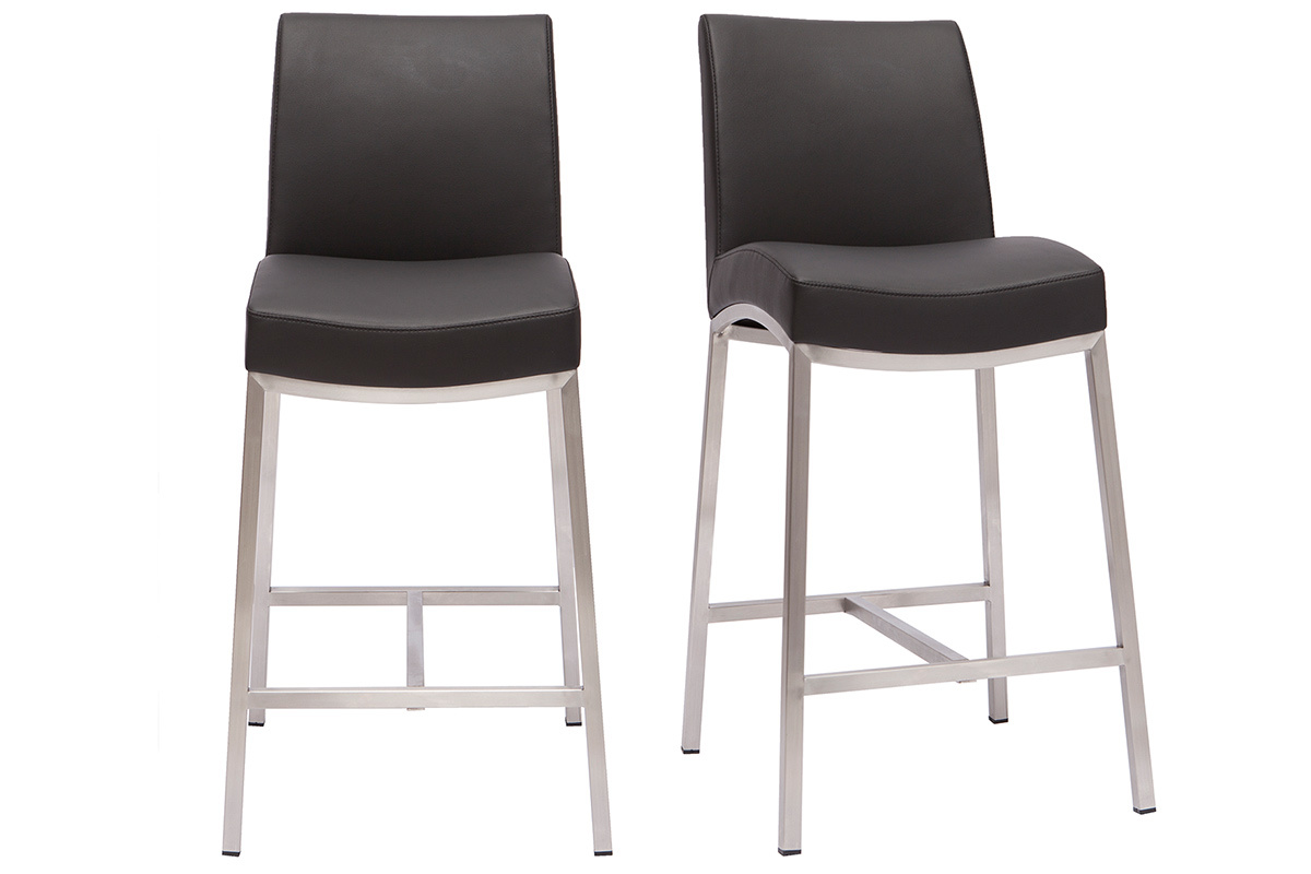 Tabourets de bar design noirs H70 cm (lot de 2) OLLY