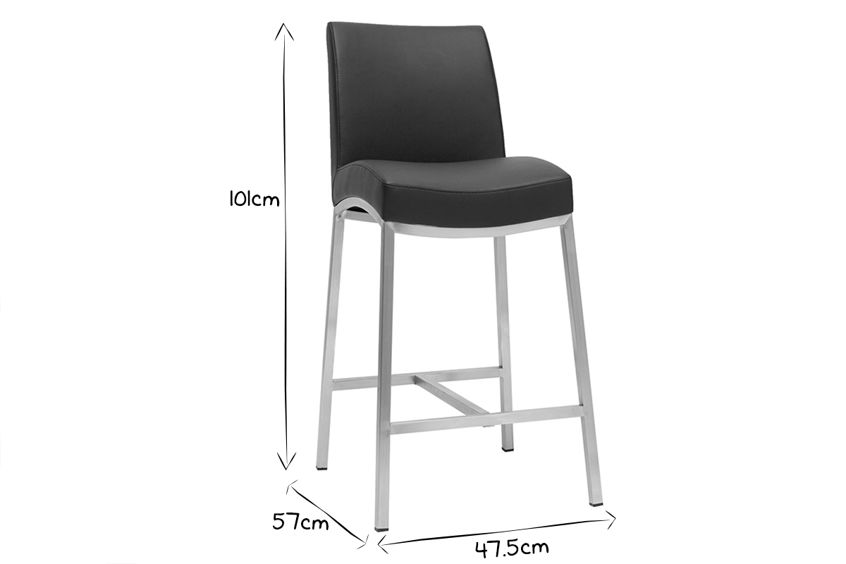 Tabourets de bar design noirs H70 cm (lot de 2) OLLY