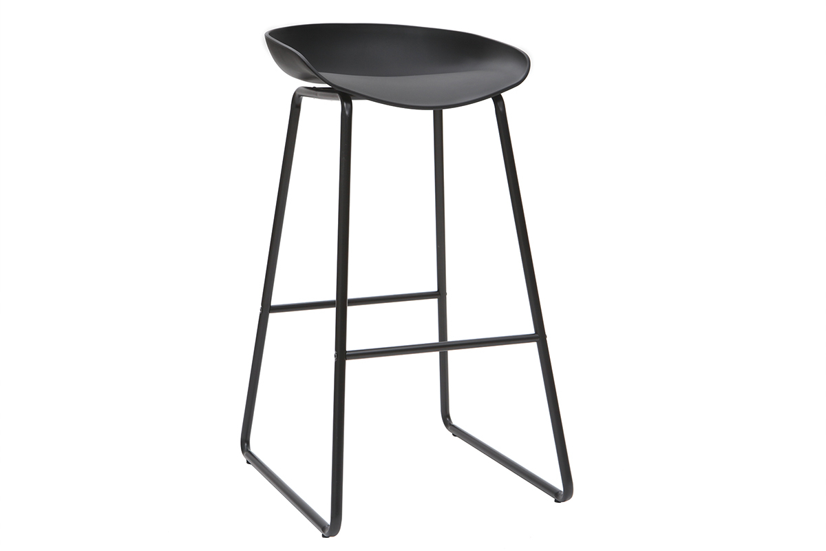 Tabourets de bar design noirs H75 cm (lot de 2) PEBBLE