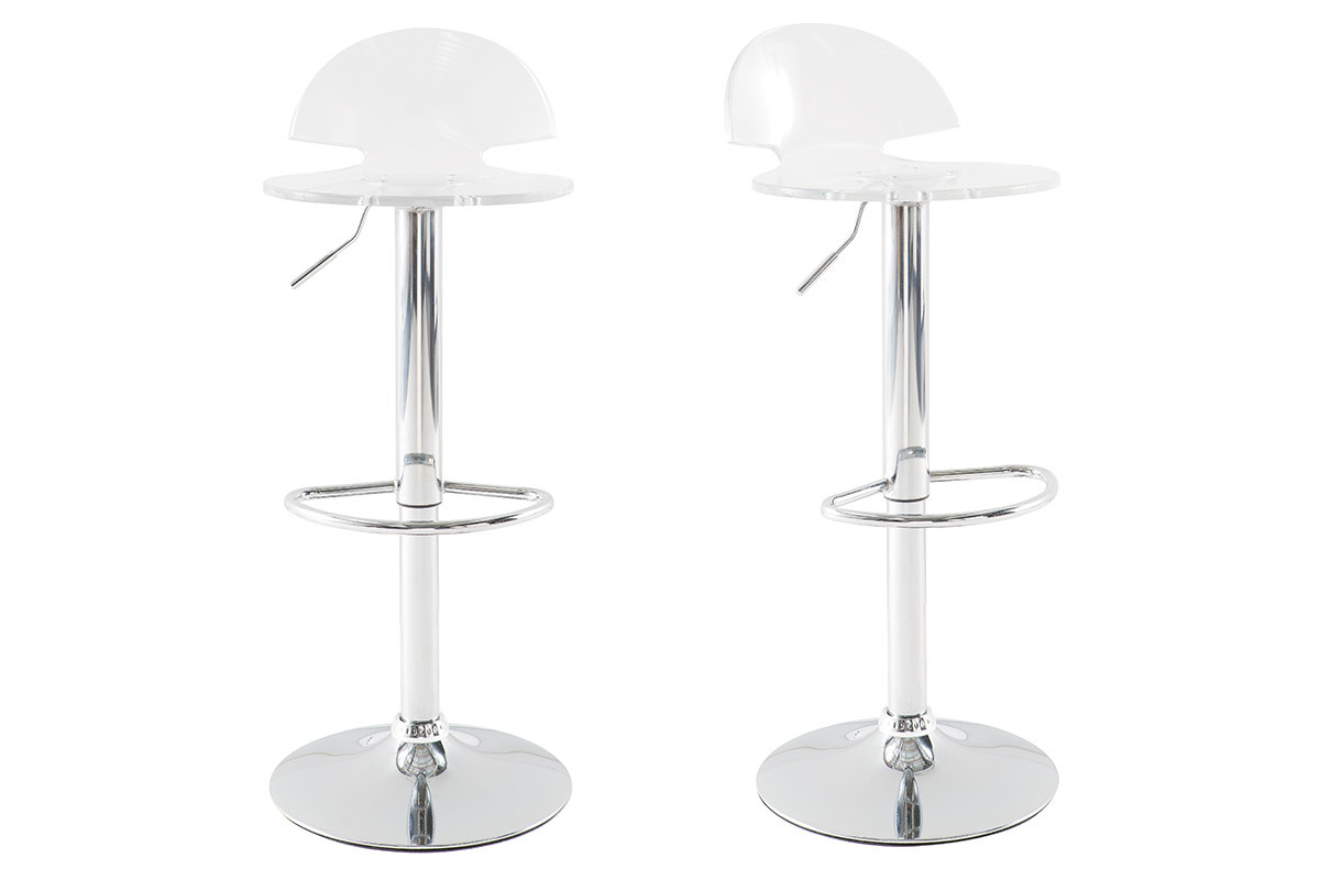 Tabourets de bar design plexiglas transparent (lot de 2) ORION