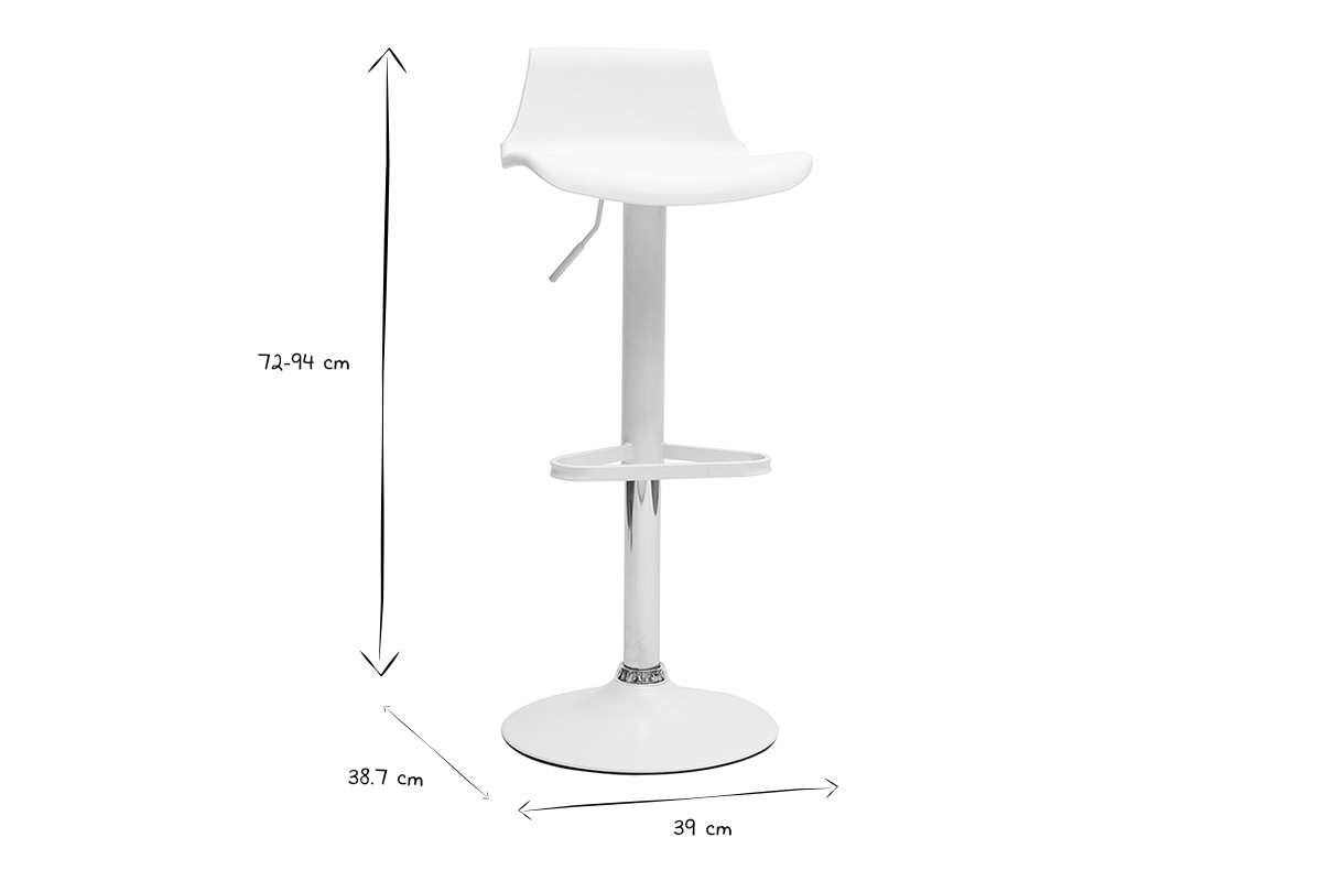 Tabourets de bar design rglables blancs 360 (lot de 2) KRONOS