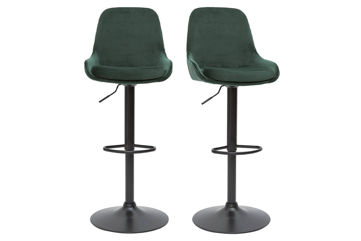 Tabourets de bar design rglables velours vert (lot de 2) HOLO