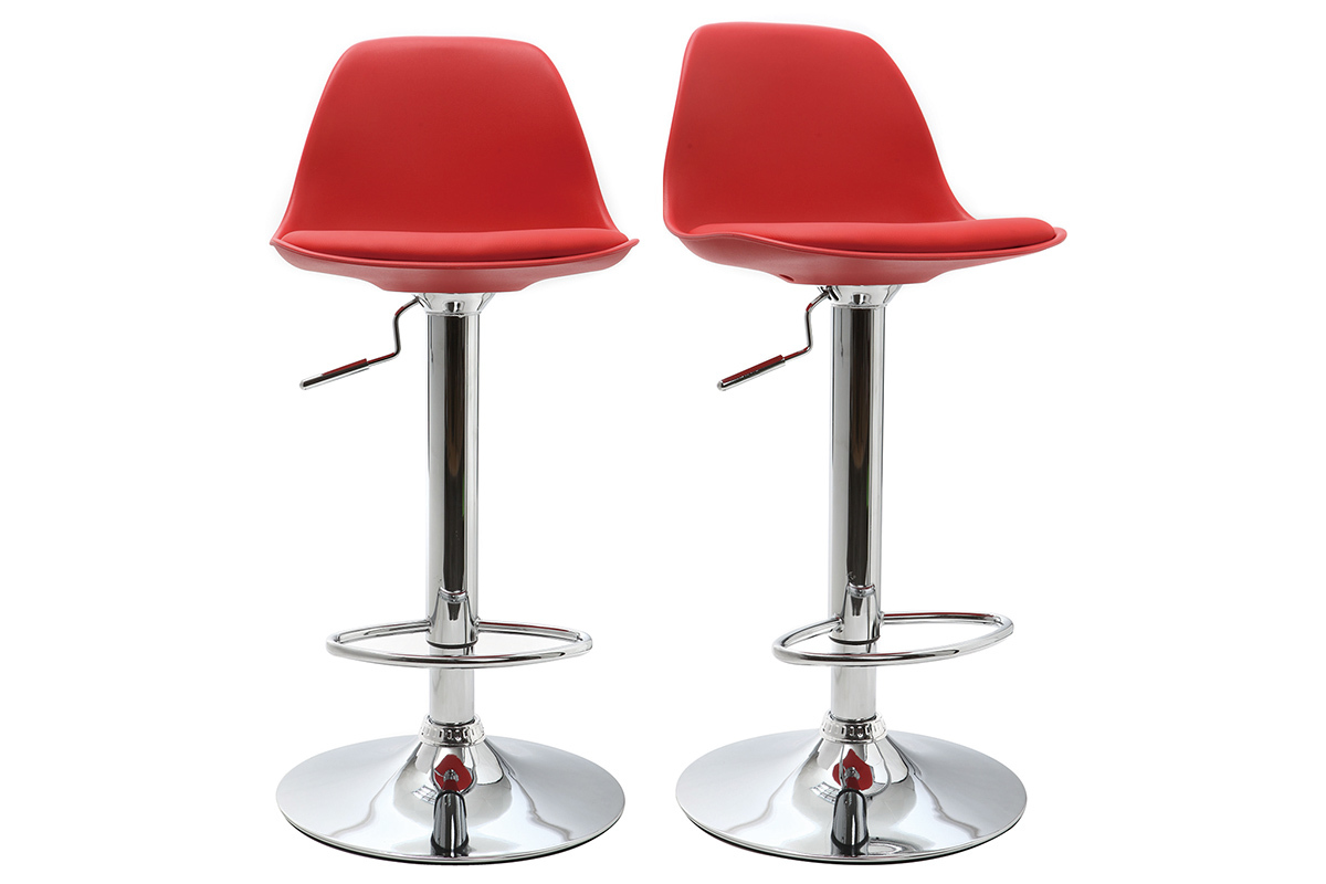 Tabourets de bar design rouges (lot de 2) STEEVY