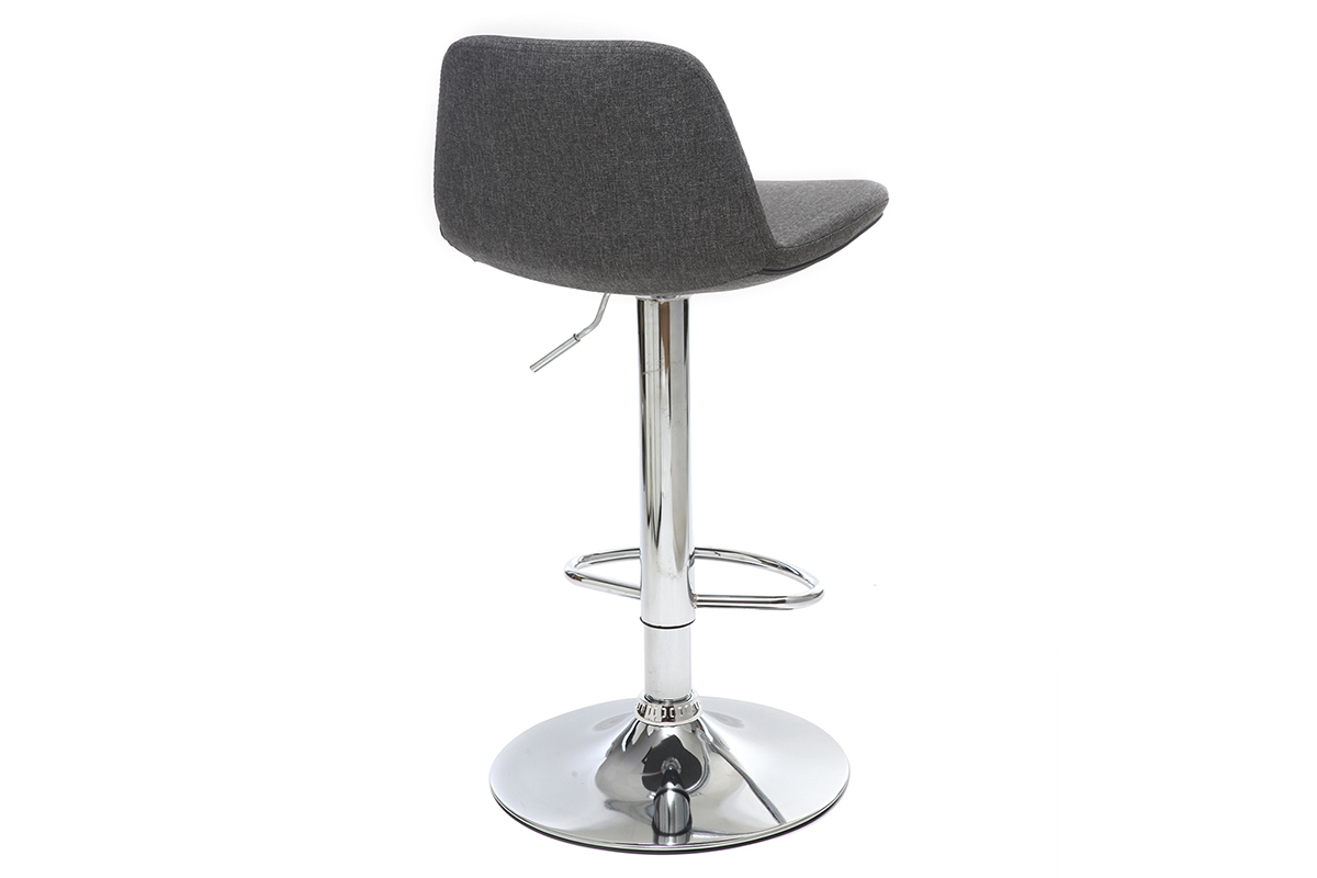 Tabourets de bar design tissu gris fonc (lot de 2) ZACK