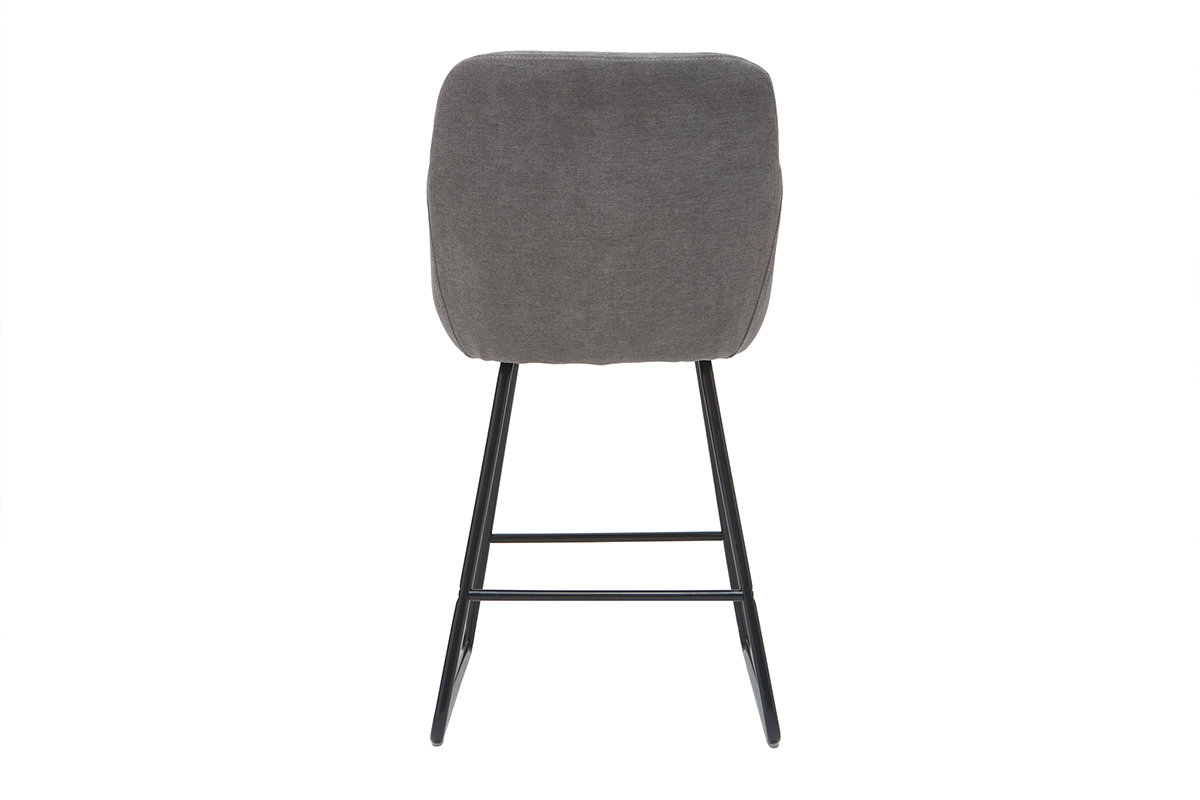 Tabourets de bar en tissu effet velours gris H65 cm (lot de 2) AMIKA