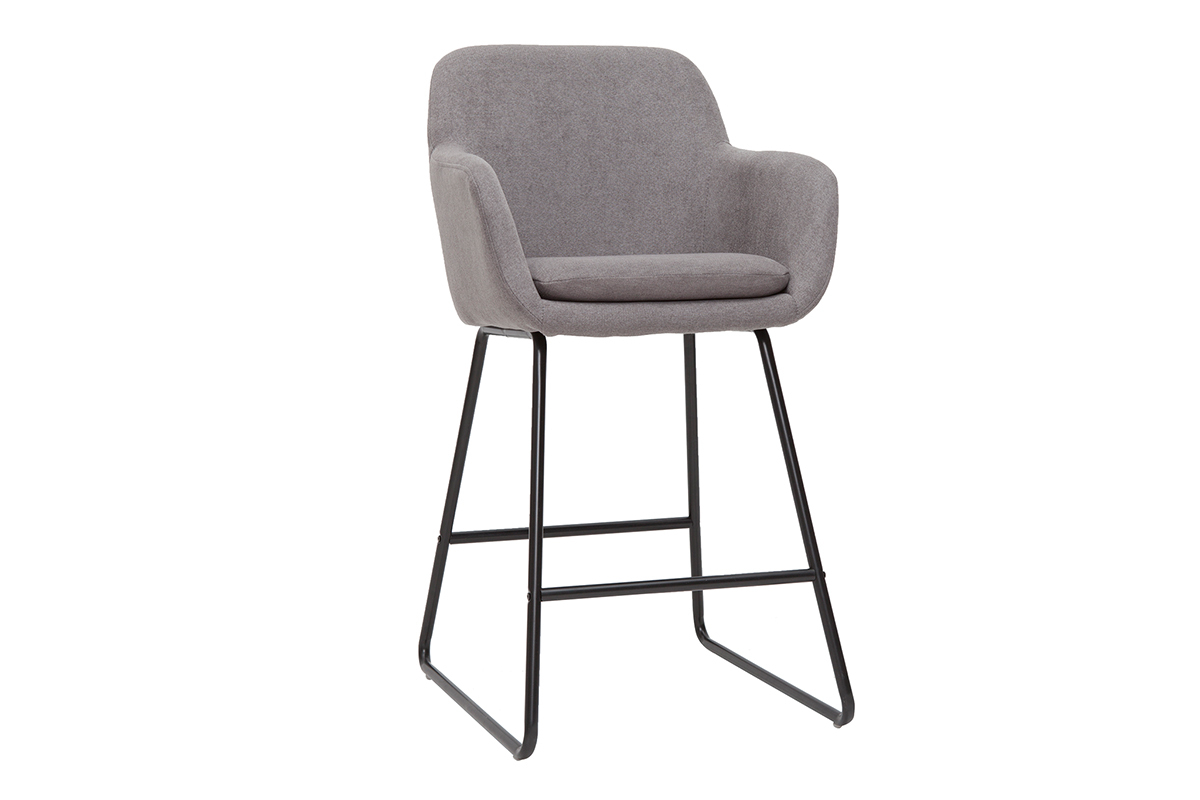 Tabourets de bar en tissu effet velours gris H75 cm (lot de 2) AMIKA