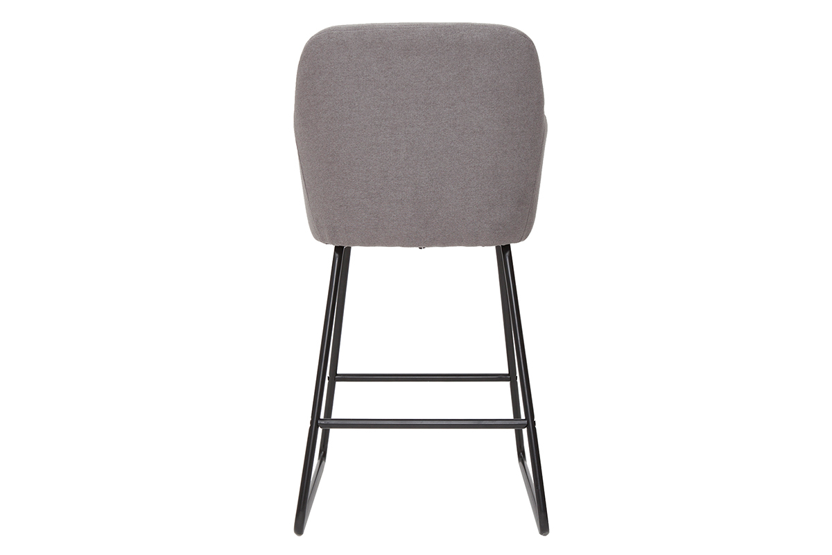 Tabourets de bar en tissu effet velours gris H75 cm (lot de 2) AMIKA