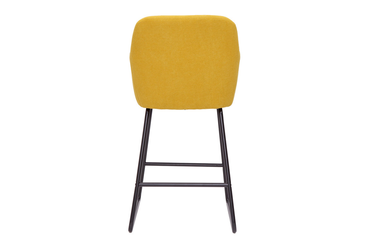 Tabourets de bar en tissu effet velours jaune moutarde H65 cm (lot de 2) AMIKA