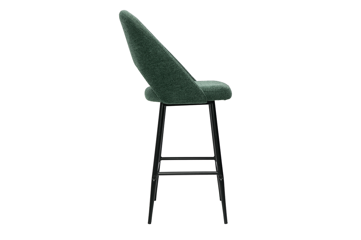 Tabourets de bar en tissu effet velours textur vert H65 cm (lot de 2) COSETTE