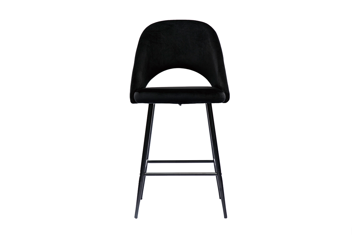 Tabourets de bar en velours noir et mtal H65 cm (lot de 2) COSETTE