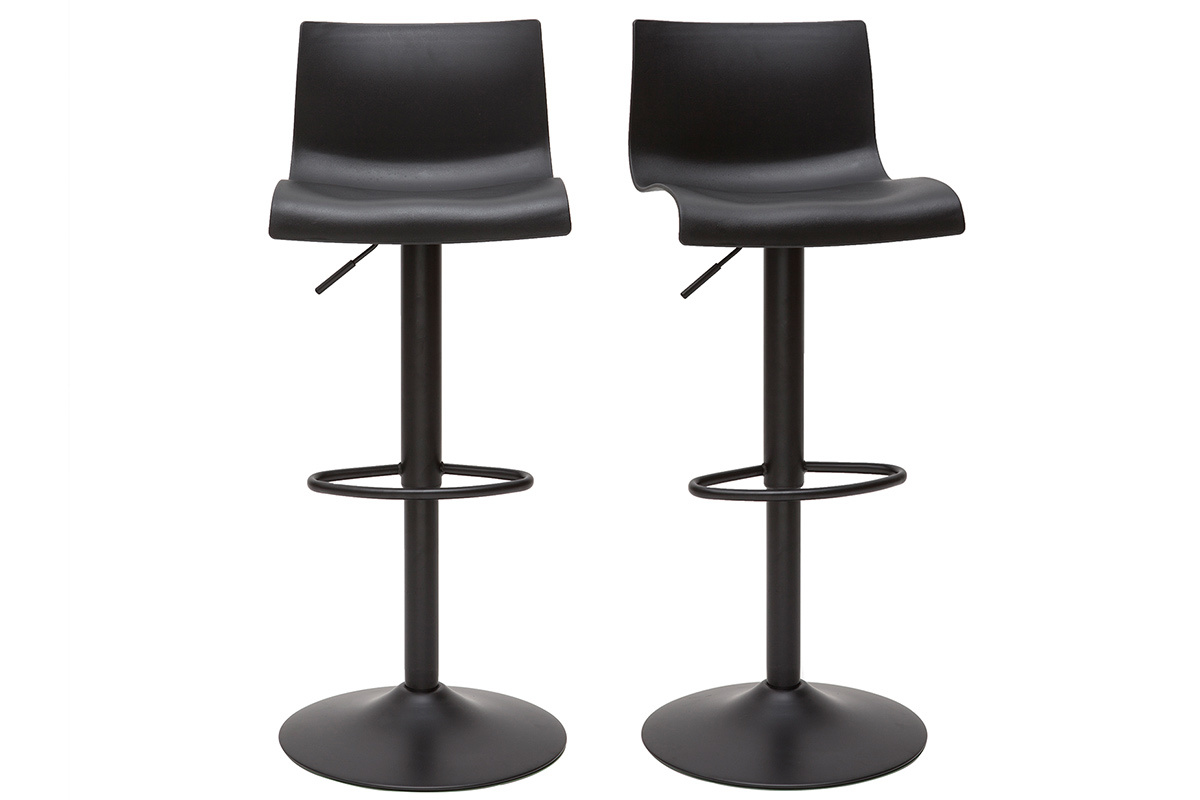 Tabourets de bar rglables design en mtal noir (lot de 2) ONA