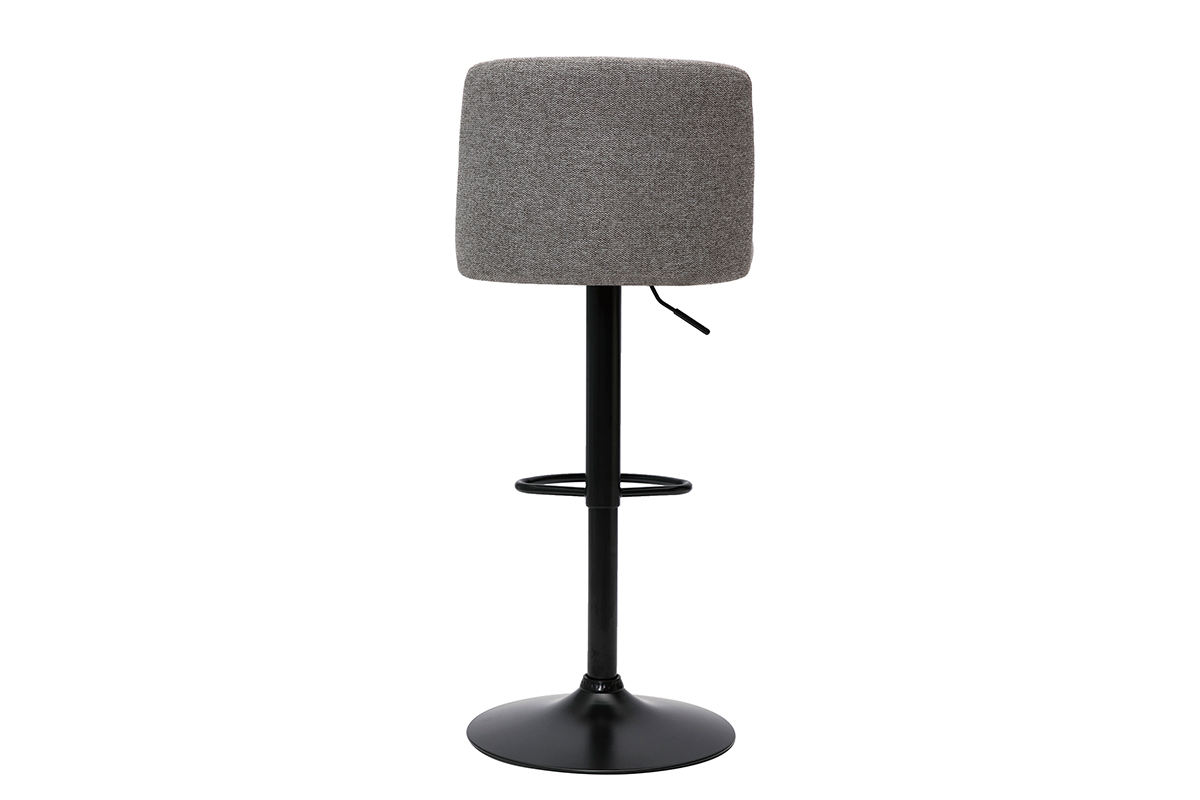 Tabourets de bar rglables en tissu effet velours textur gris et mtal noir (lot de 2) MONTI