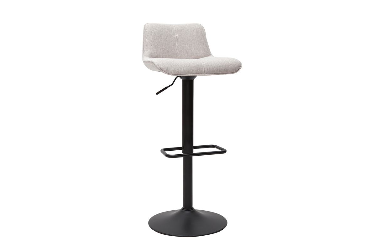 Tabourets de bar rglables pivotants 360 en tissu effet velours textur beige et mtal noir (lot de 2) BOOST