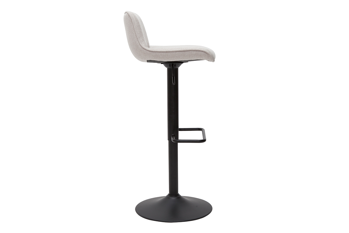 Tabourets de bar rglables pivotants 360 en tissu effet velours textur beige et mtal noir (lot de 2) BOOST