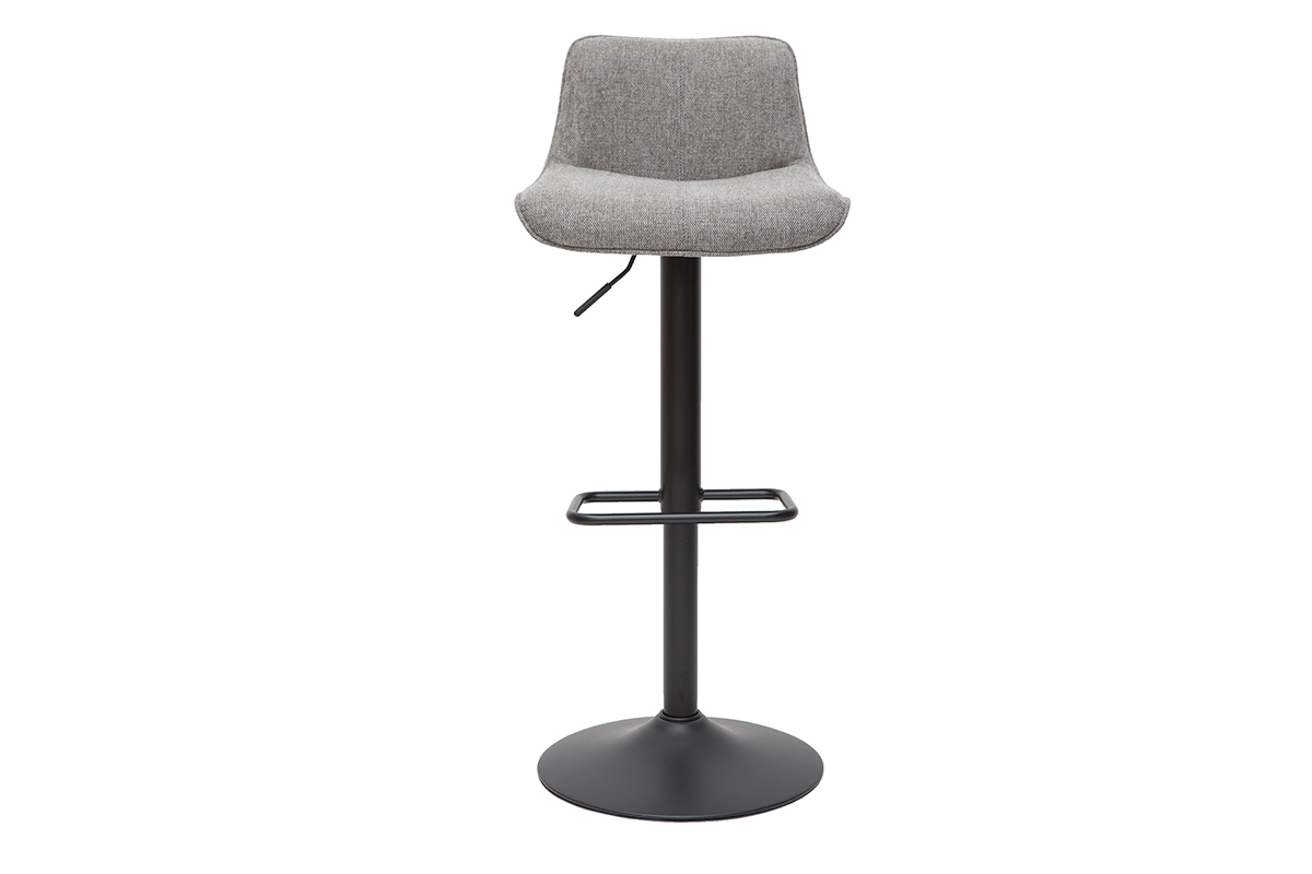 Tabourets de bar rglables pivotants 360 en tissu effet velours textur gris et mtal (lot de 2) BOOST