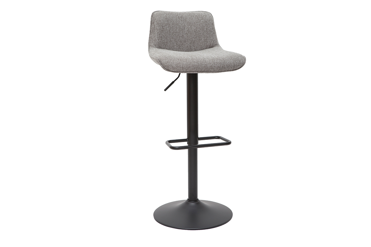 Tabourets de bar rglables pivotants 360 en tissu effet velours textur gris et mtal (lot de 2) BOOST