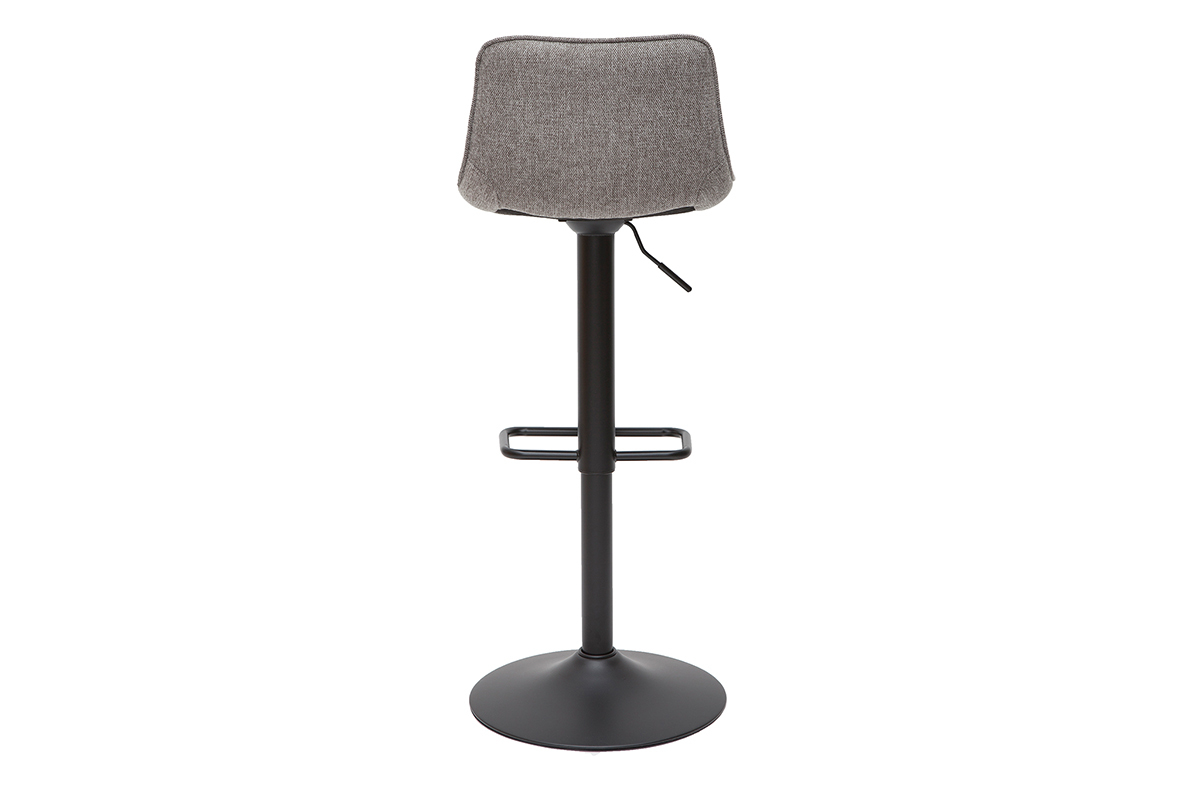 Tabourets de bar rglables pivotants 360 en tissu effet velours textur gris et mtal (lot de 2) BOOST