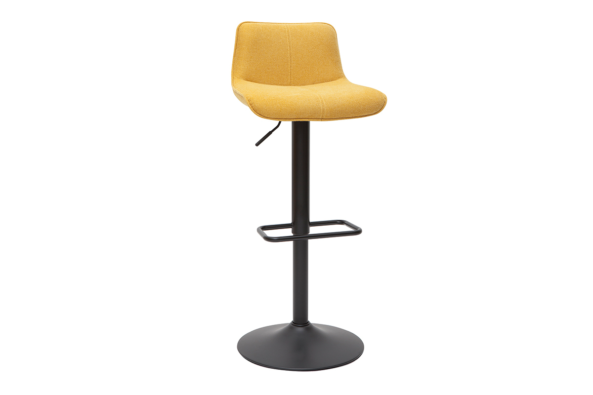 Tabourets de bar rglables pivotants 360 en tissu effet velours textur jaune moutarde et mtal (lot de 2) BOOST