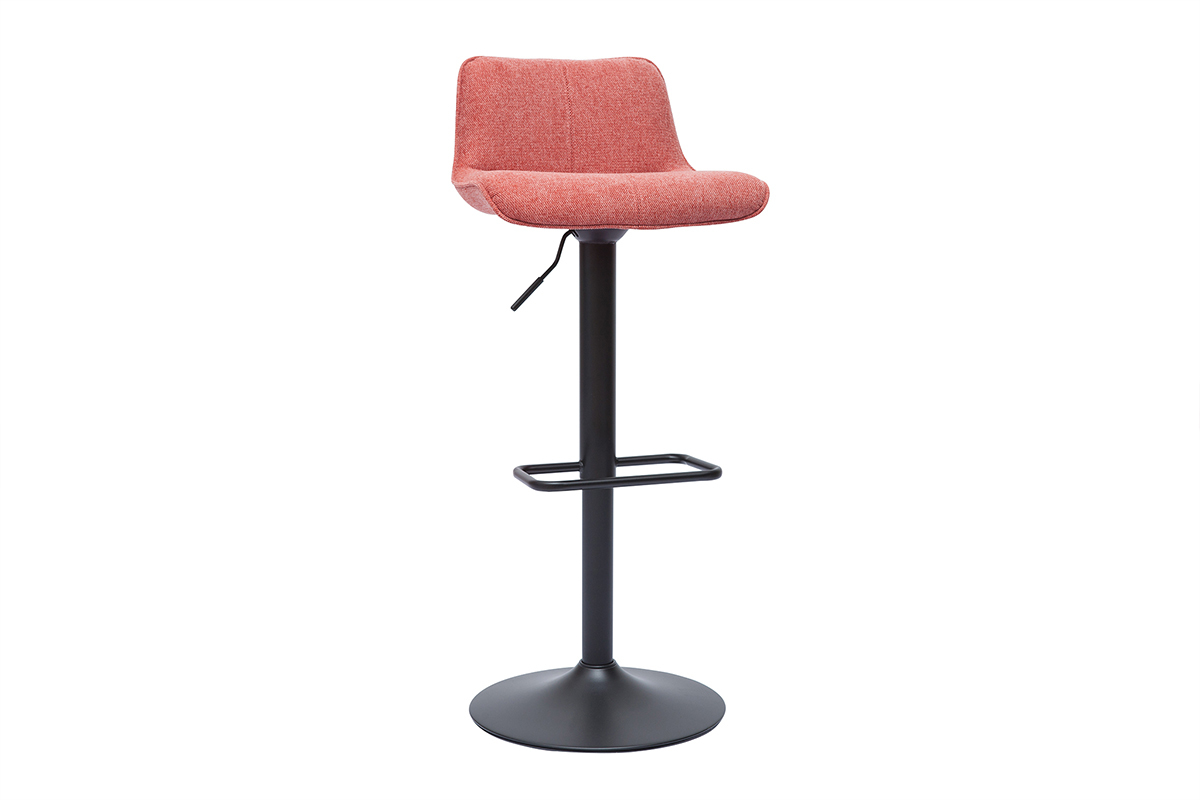 Tabourets de bar rglables pivotants 360 en tissu effet velours textur terracotta et mtal noir (lot de 2) BOOST