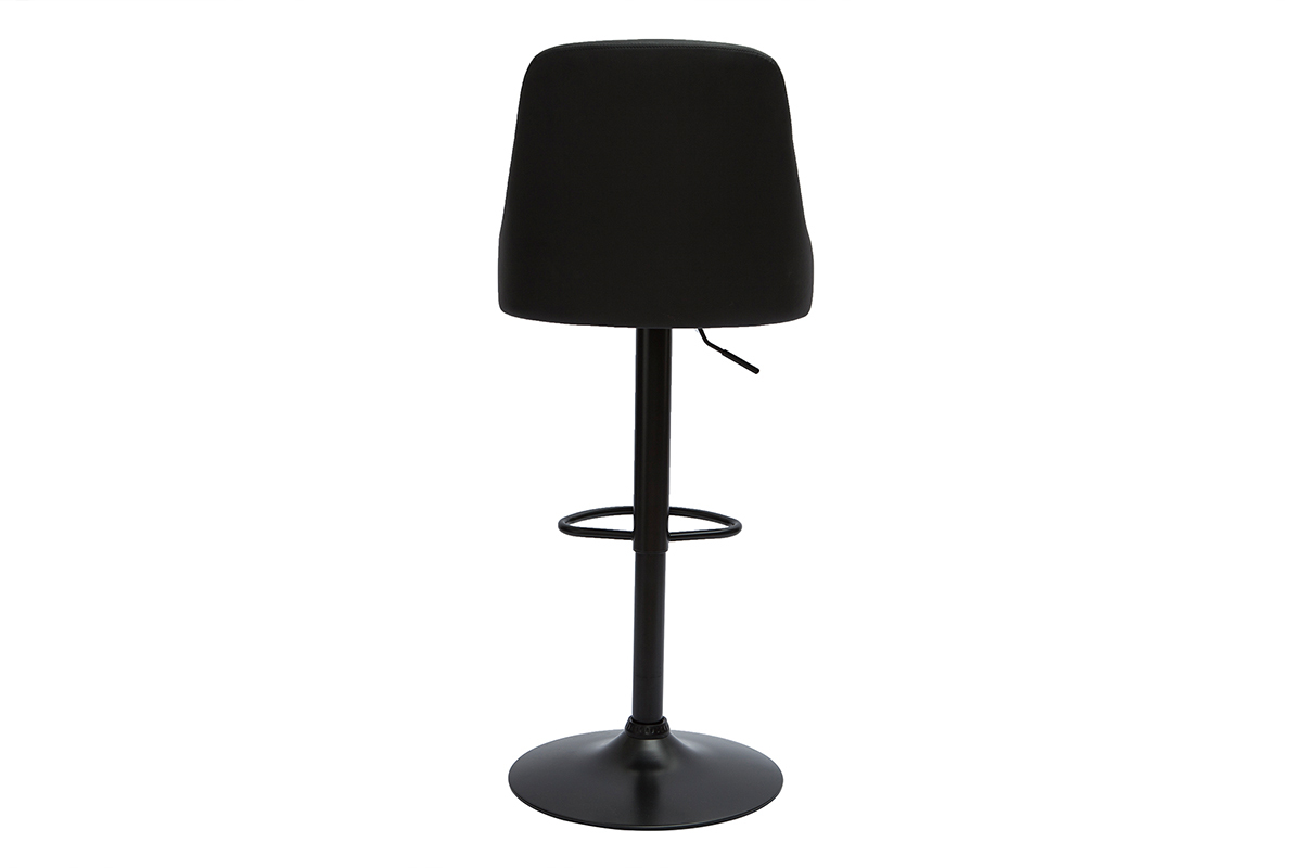 Tabourets de bar rglables polyurthane noir et mtal noir (lot de 2) HASTA