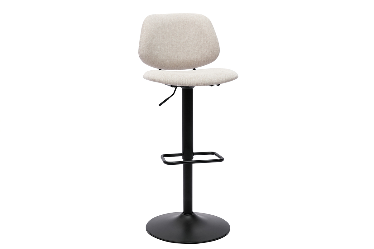 Tabourets de bar relevables design en tissu effet velours beige et mtal noir BARNET (lot de 2)