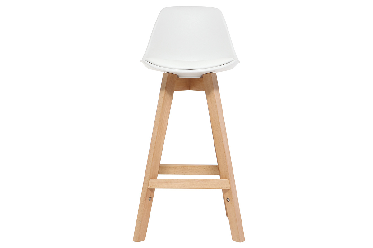 Tabourets de bar scandinaves blanc et bois 65 cm (lot de 2) MINI PAULINE