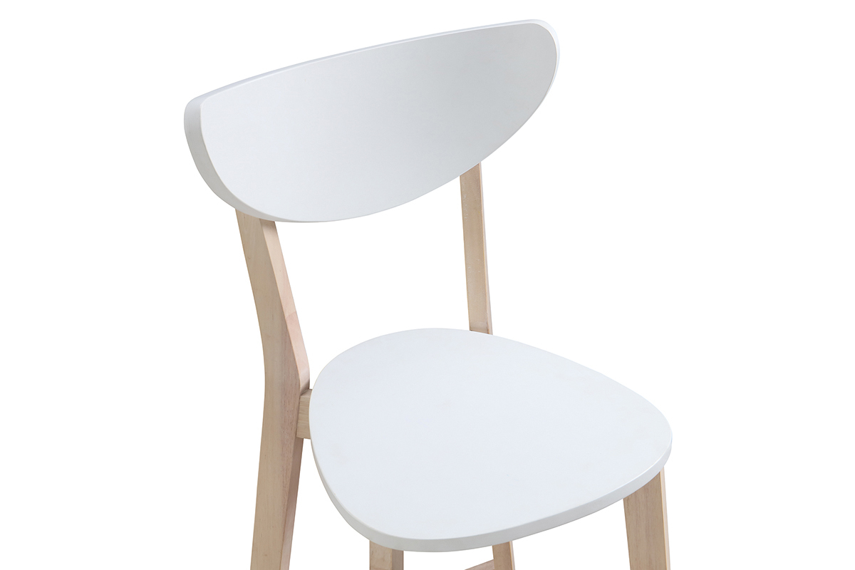 Tabourets de bar scandinaves blanc et bois 75 cm (lot de 2) LEENA